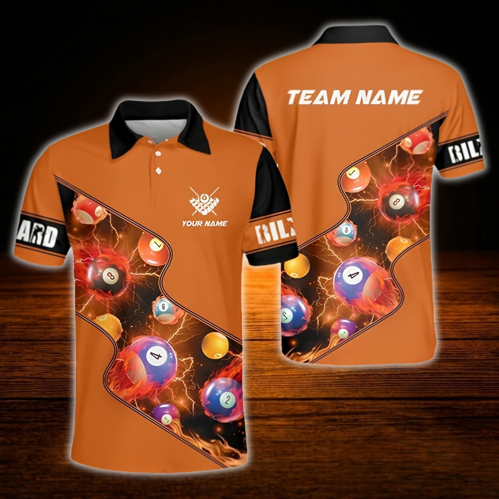 Custom Team Red Billiard Polo Shirt For Men, Custom Billiard Shirt