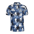 Custom Bigfoot Blue Golf Polo Shirts Mens, Custom Bigfoot Sasquatch Golf Shirts GZ0091
