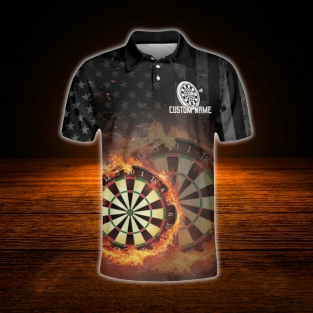 Custom Fire Darts Men Polo Shirt, Custom Flame Darts Shirt Team