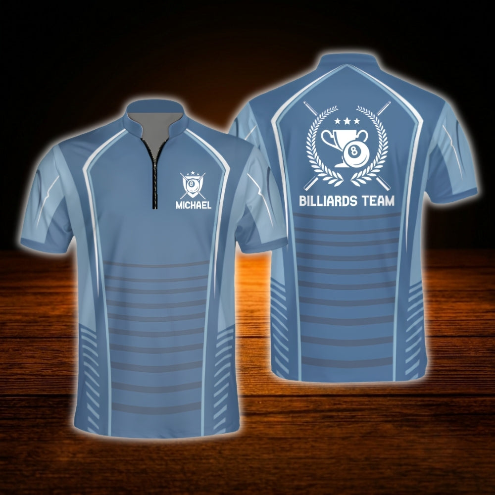 Custom Men Blue Billiard Team Jersey, Custom Billiard Team Shirt