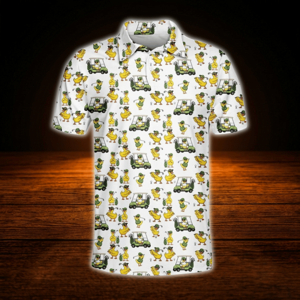 Funny Duck Golf Polo Shirt For Men, Duck Golf Shirts