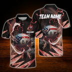 Custom Thunder 8 Ball USA Flag Billiard Polo Shirt For Men, Custom Patriot Team Billiard Shirt