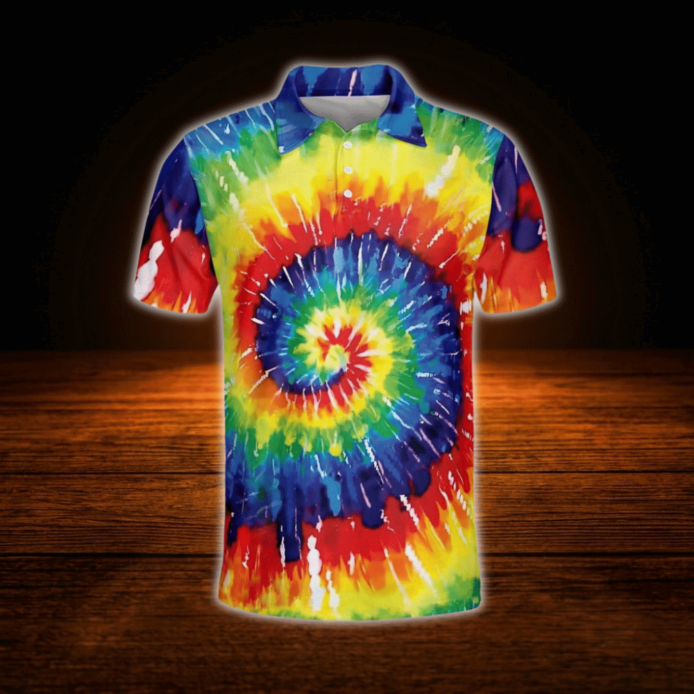 Colorful Tie Dye Golf Polo Shirts For Men, Tie Dye Golf Shirts