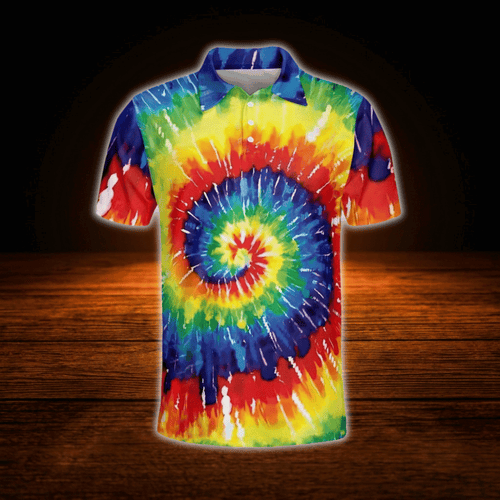 Colorful Tie Dye Golf Polo Shirts For Men, Tie Dye Golf Shirts