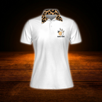 Custom Leopard White Peace Love Bowling Polo Shirts For Women, Custom Leopard Bowling Shirts For Women