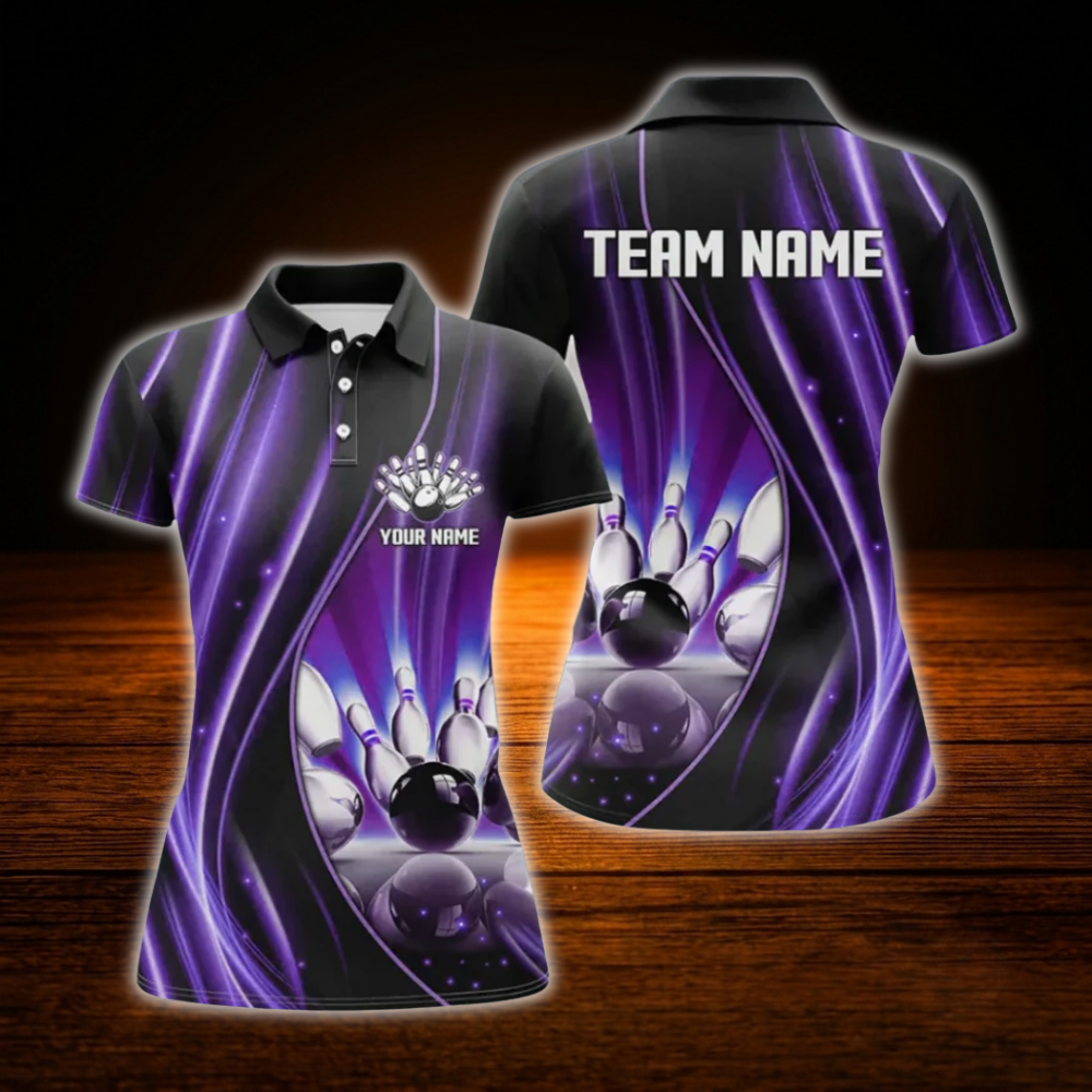 Custom Team Pink Bowling Polo Shirts Women, Custom Bowling Team Shirts