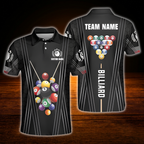 Custom Team Black Billiard Mens Polo Shirt, Custom Billiard Team Shirt