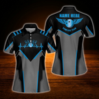 Custom Team Black And Red Women Bowling Polo Shirts, Custom Team Bowling Shirts For Women