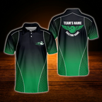 Custom Team Black Blue Bowling Polo Shirts For Men, Custom Team Bowling Shirts