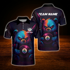 Custom Angry Bear 8 Ball Billiard Mens Polo Shirt, Custom Team Bear Billiard Shirt