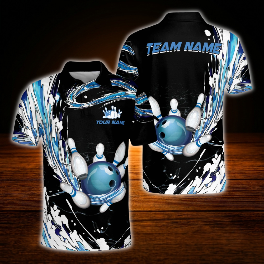 Custom Team Red And Black Bowling Polo Shirts For Men, Custom Team Bowling Shirts