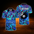Custom Crown 8 Ball Graffiti Billiard Polo Shirt For Men, Custom 8 Ball Pool Team Shirt Graffiti