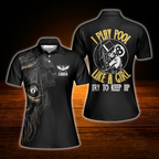 I Play Pool Like A Girl Try To Keep Up Custom Womens Skull Billiard Polo Shirt, Custom Funny Billiard Shirt Ladies