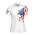 Custom American Flag Golf Polo Shirts For Ladies, Custom Women's Patriotic Golf Shirts GE0046
