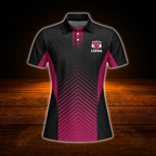 Queen Of The Lane Custom Black And Pink Bowling Polo Shirts For Women, Custom Funny Women Bowling Shirts