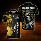 Custom Skeleton 9 Ball Billiard Men Polo Shirt, Custom Skull Billiard Team Shirt