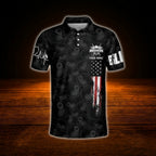 Custom American Flag Black Billiard Polo Shirt Men, Custom Team Patriotic Billiard Shirt