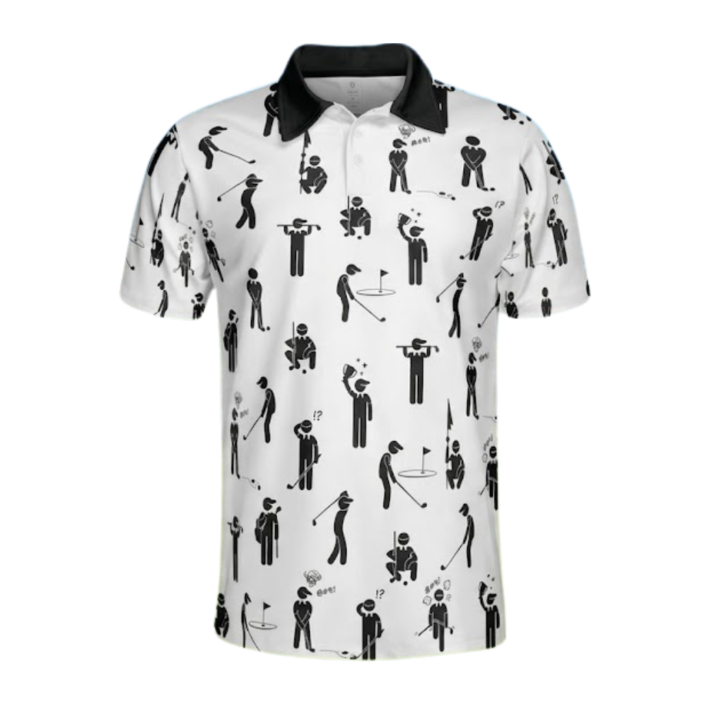 Custom Stickfigures Golf Polo Shirts Mens, Custom Funny Stickfigures Golf Shirts GE0067