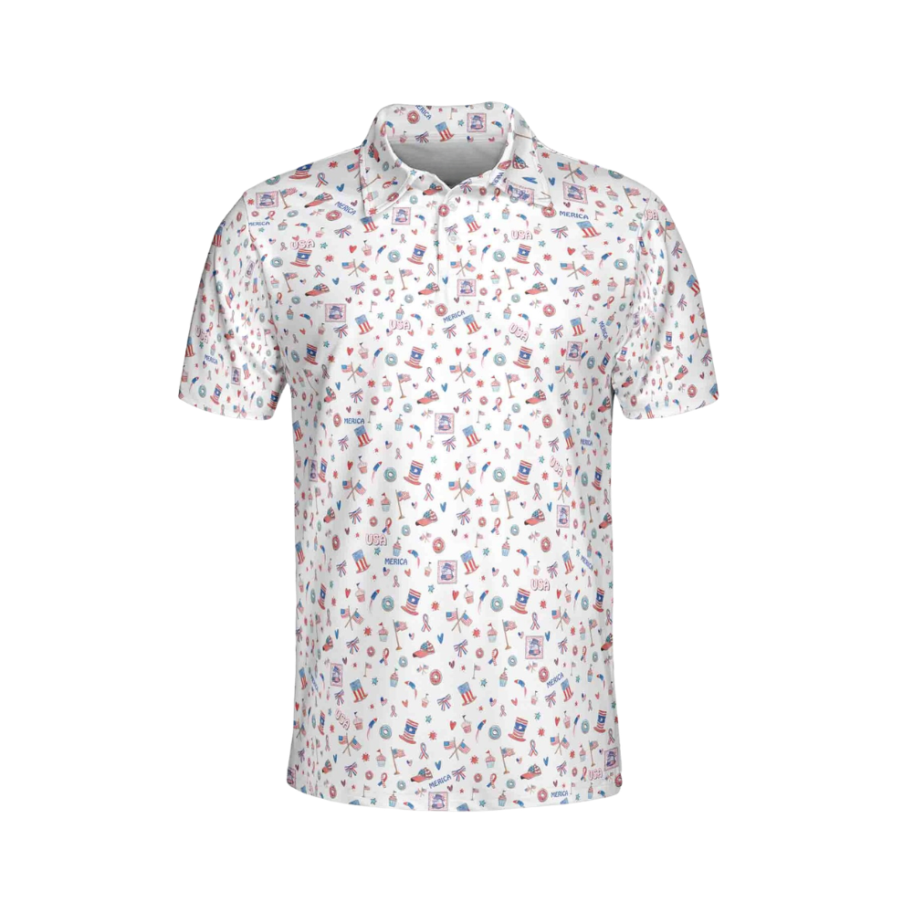 Patriotic 4th Of July Golf Polo Shirts For Men, 4th Of July Golf Shirts GE0104