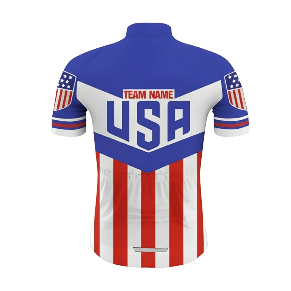 Custom American Flag Mens Short Sleeve Cycling Jersey, Custom Patriotic Cycling Team Jersey Shirt CZ0054