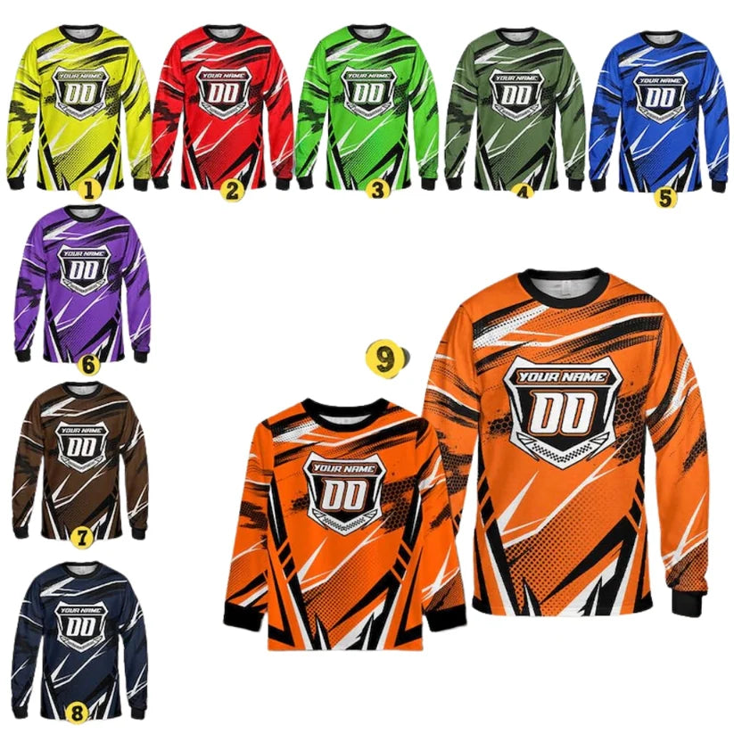Custom Name Number Dirt Bkie Long Sleeve Jersey Shirt Mens, Custom Dirt Bike Racing Shirts ME0003