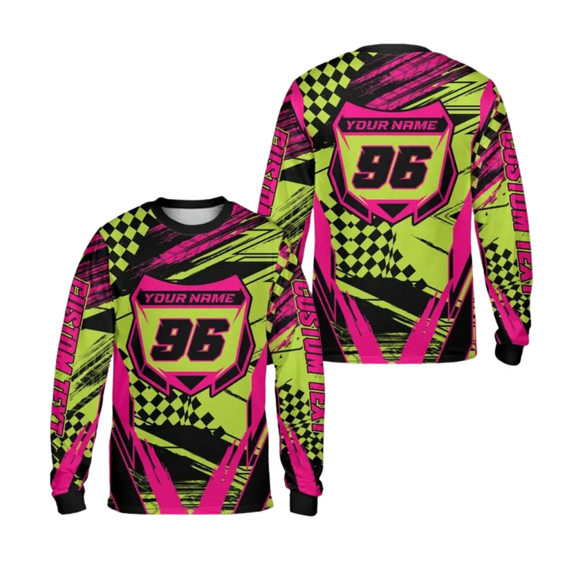Custom Grunge Men's Dirt Bkie Long Sleeve Jersey, Custom Dirt Bike Shirts ME0025