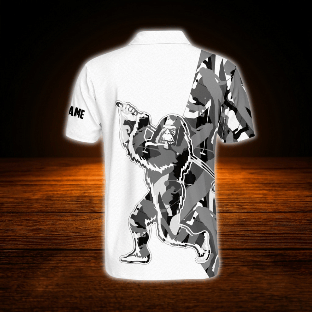 Custom Bigfoot Camoflage Golf Polo Shirt Men, Custom Bigfoot Golf Shirt