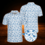 Dachshund Blue And White Men's Polo Golf Shirts, Dachshund Golf Shirts