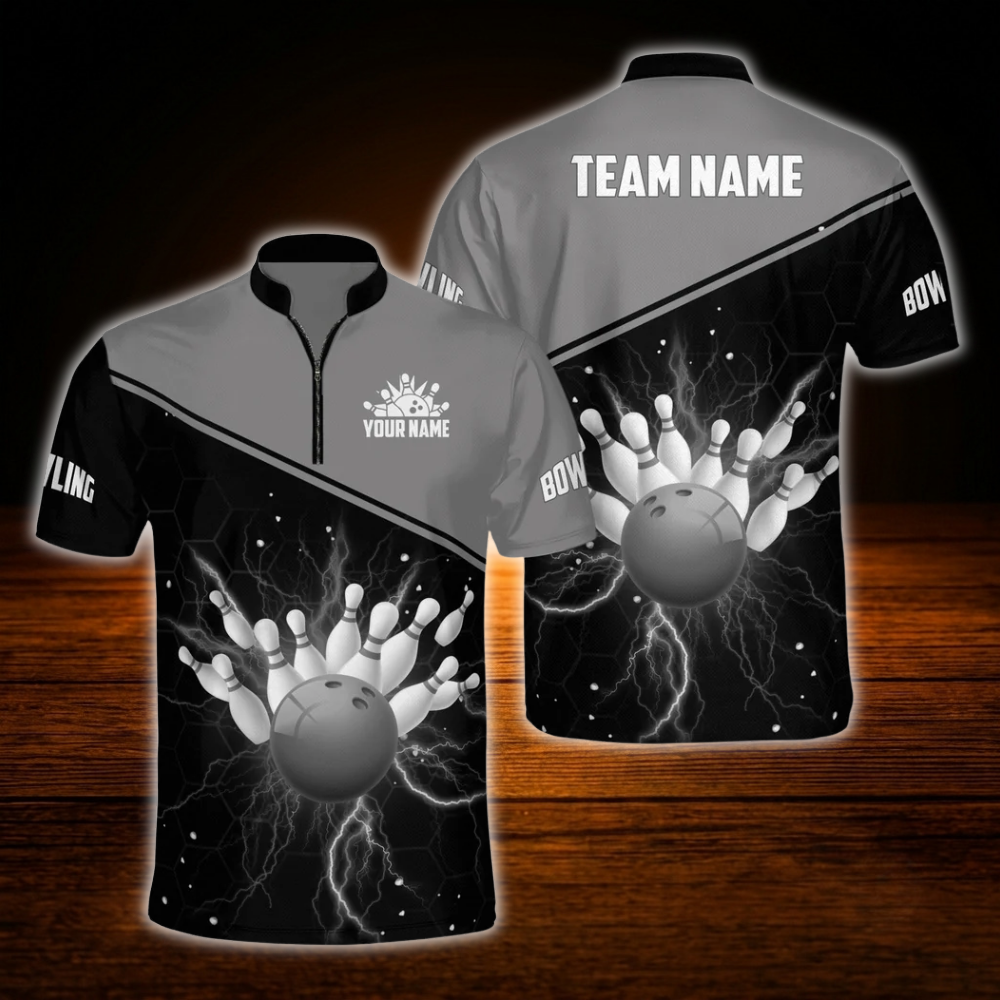 Custom Team Red And Black Bowling Jersey Shirts For Men, Custom Team Bowling Shirts