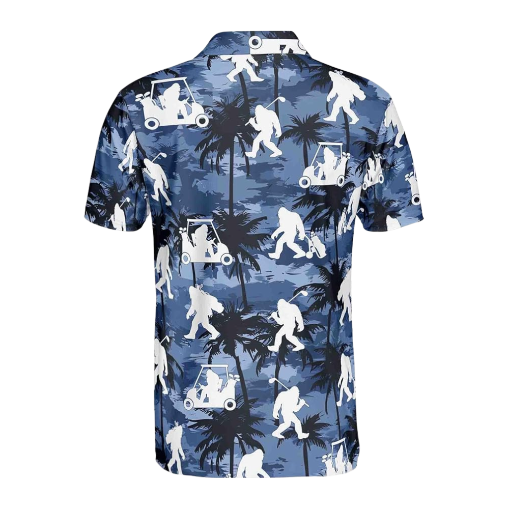 Custom Bigfoot Blue Golf Polo Shirts Mens, Custom Bigfoot Sasquatch Golf Shirts GZ0091