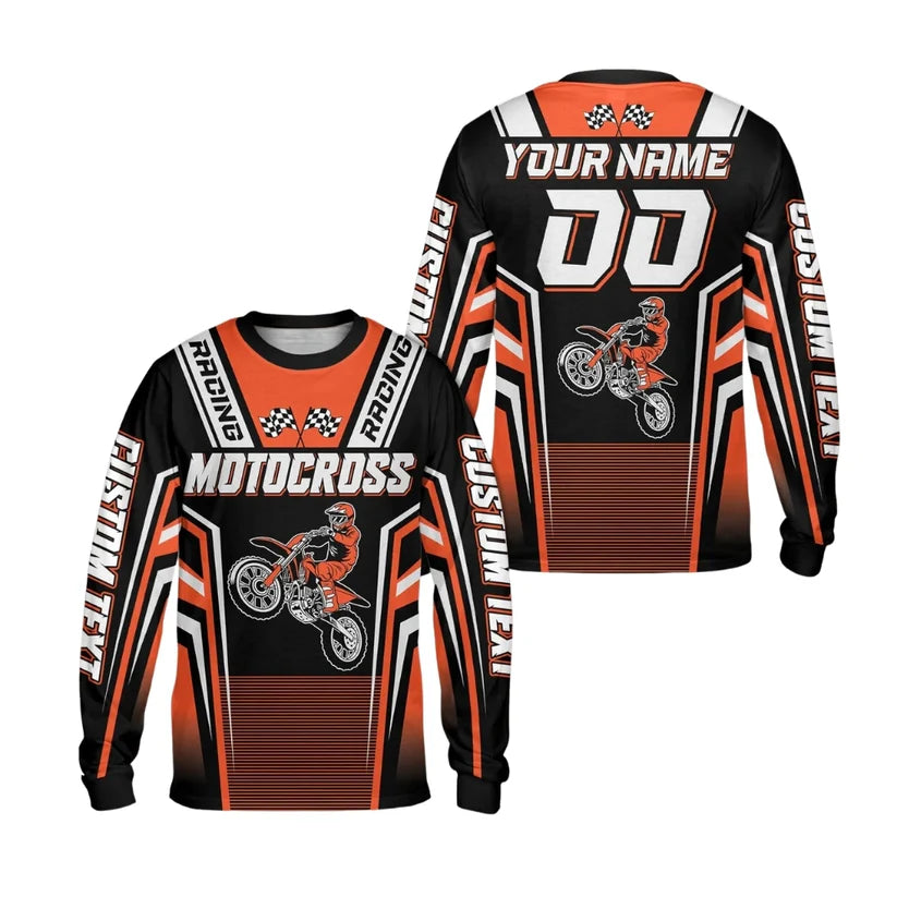 Custom Men's Motocross Racing Long Sleeve Jersey, Custom Motocross Shirts ME0004