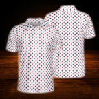 Red White And Blue Star Mens Golf Polo Shirt , 4th Of July Patriotic Golf Shirt