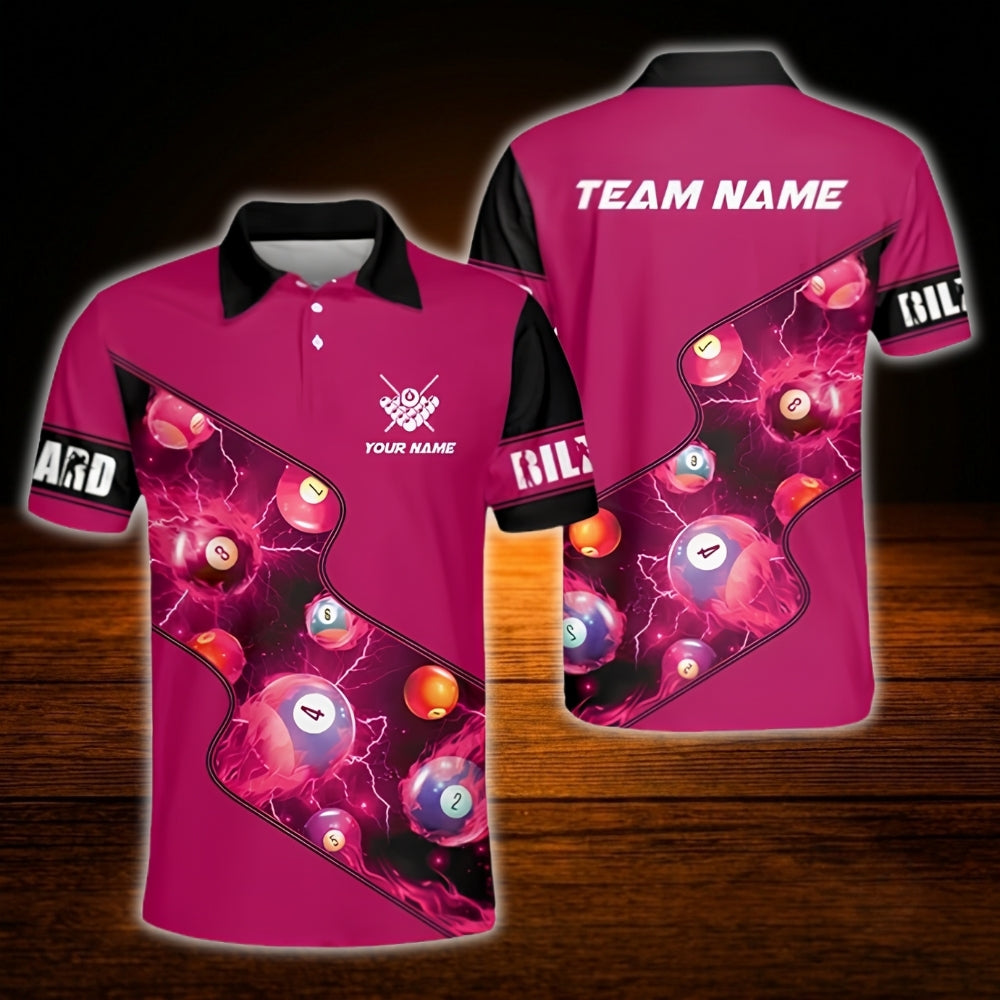 Custom Team Red Billiard Polo Shirt For Men, Custom Billiard Shirt
