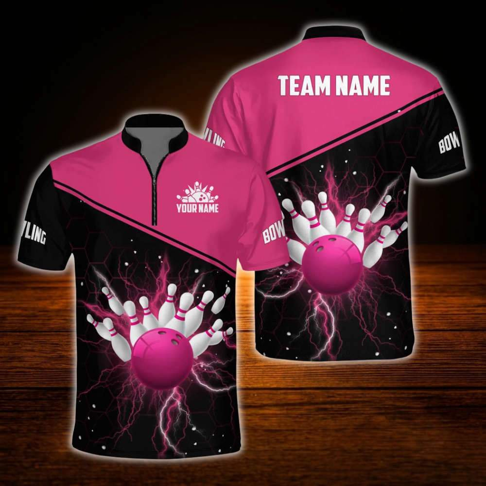 Custom Team Red And Black Bowling Jersey Shirts For Men, Custom Team Bowling Shirts