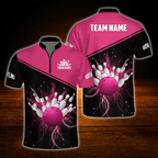 Custom Team Red And Black Bowling Jersey Shirts For Men, Custom Team Bowling Shirts