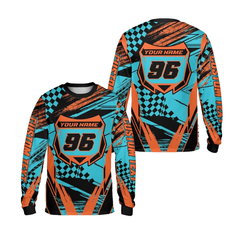 Custom Grunge Men's Dirt Bkie Long Sleeve Jersey, Custom Dirt Bike Shirts ME0025