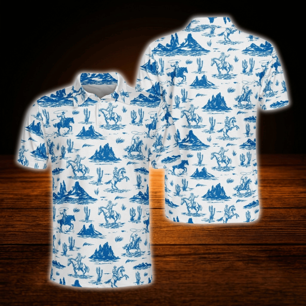 Vintage Cowboy Golf Polo Shirt, Western Golf Shirts