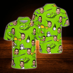 Custom Face Green Golf Polo Shirt For Men, Custom Photo Golf Shirt