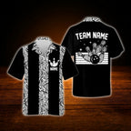 Custom Leopard Beige Black Bowling Hawaiian Shirt, Custom Leopard Bowling Team Shirt