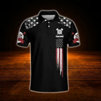Custom USA Flag Black Dart Polo Shirt For Men, Custom Patriot Dart Team Shirt