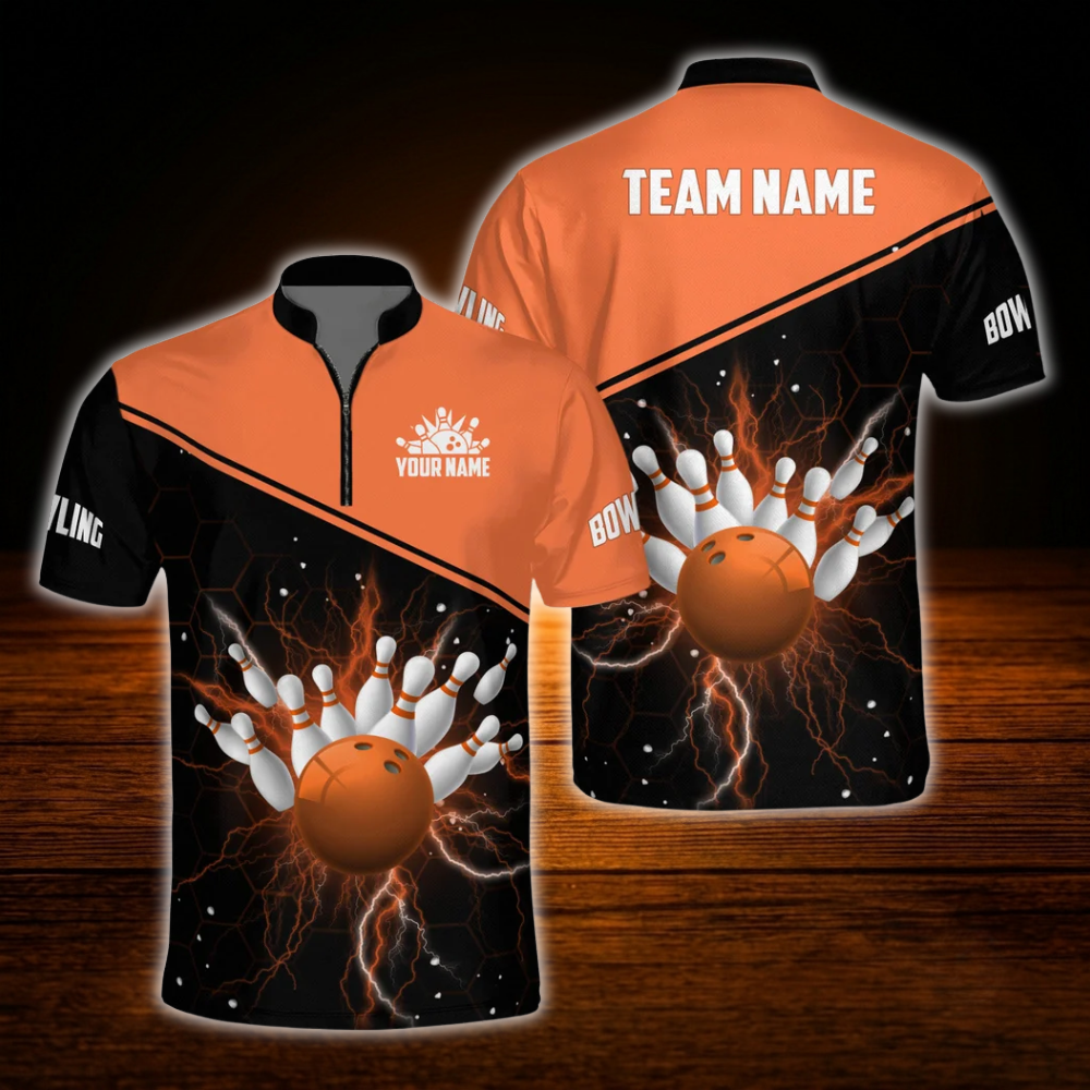 Custom Team Red And Black Bowling Jersey Shirts For Men, Custom Team Bowling Shirts