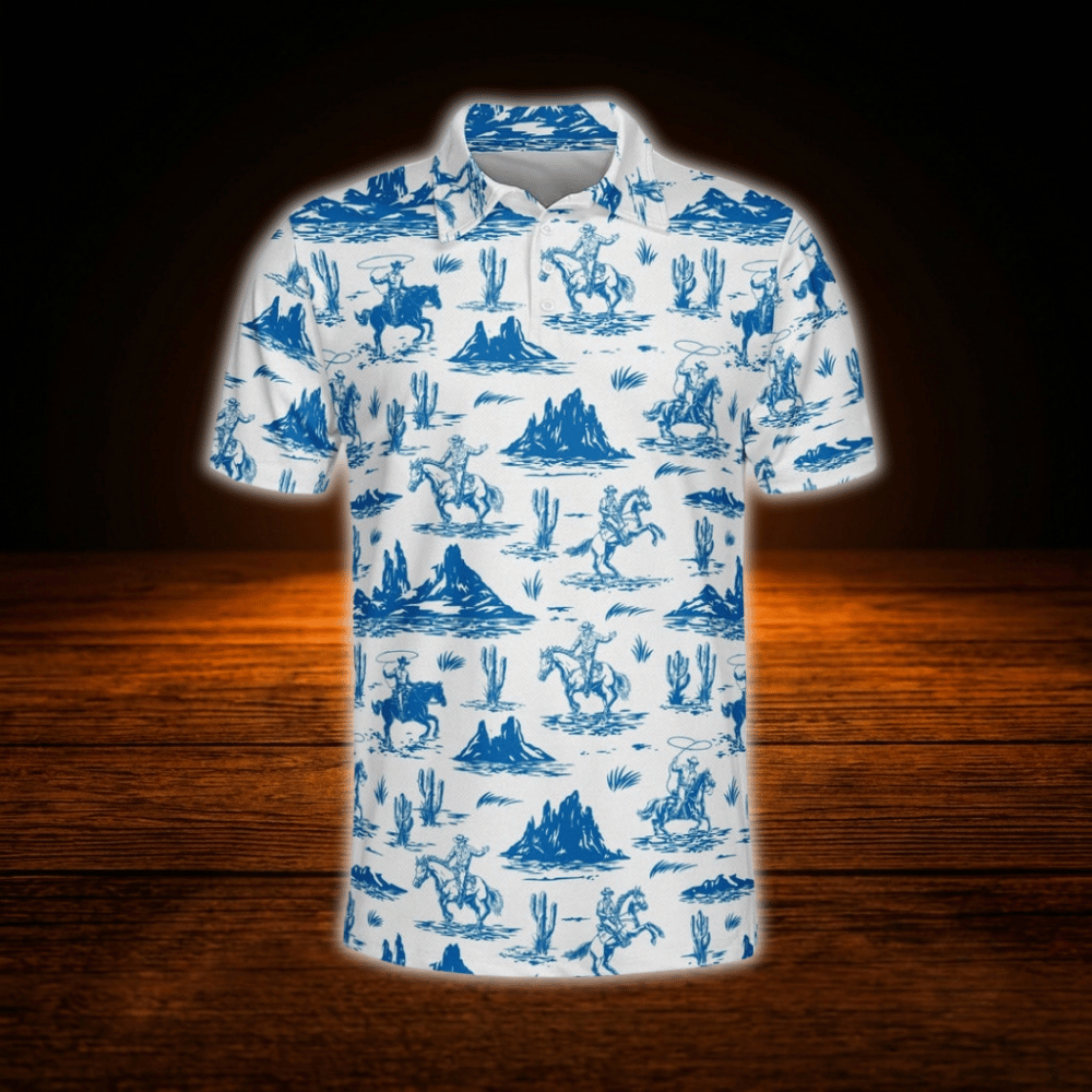 Vintage Cowboy Golf Polo Shirt, Western Golf Shirts