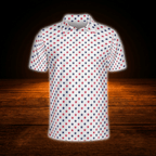 Red White And Blue Star Mens Golf Polo Shirt , 4th Of July Patriotic Golf Shirt