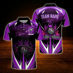 Custom Team Purple Lightning Billiard Polo Shirt, Custom Billiard Shirts