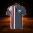 Custom USA Flag Navy Bowling Jersey Men, Custom Patriotic Bowling Team Shirt