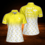 Talk Birdie To Me Personalized Flamingo Women's Pink And White Golf Polo Shirt, Custom Flamingo Golf Shirts For Ladies