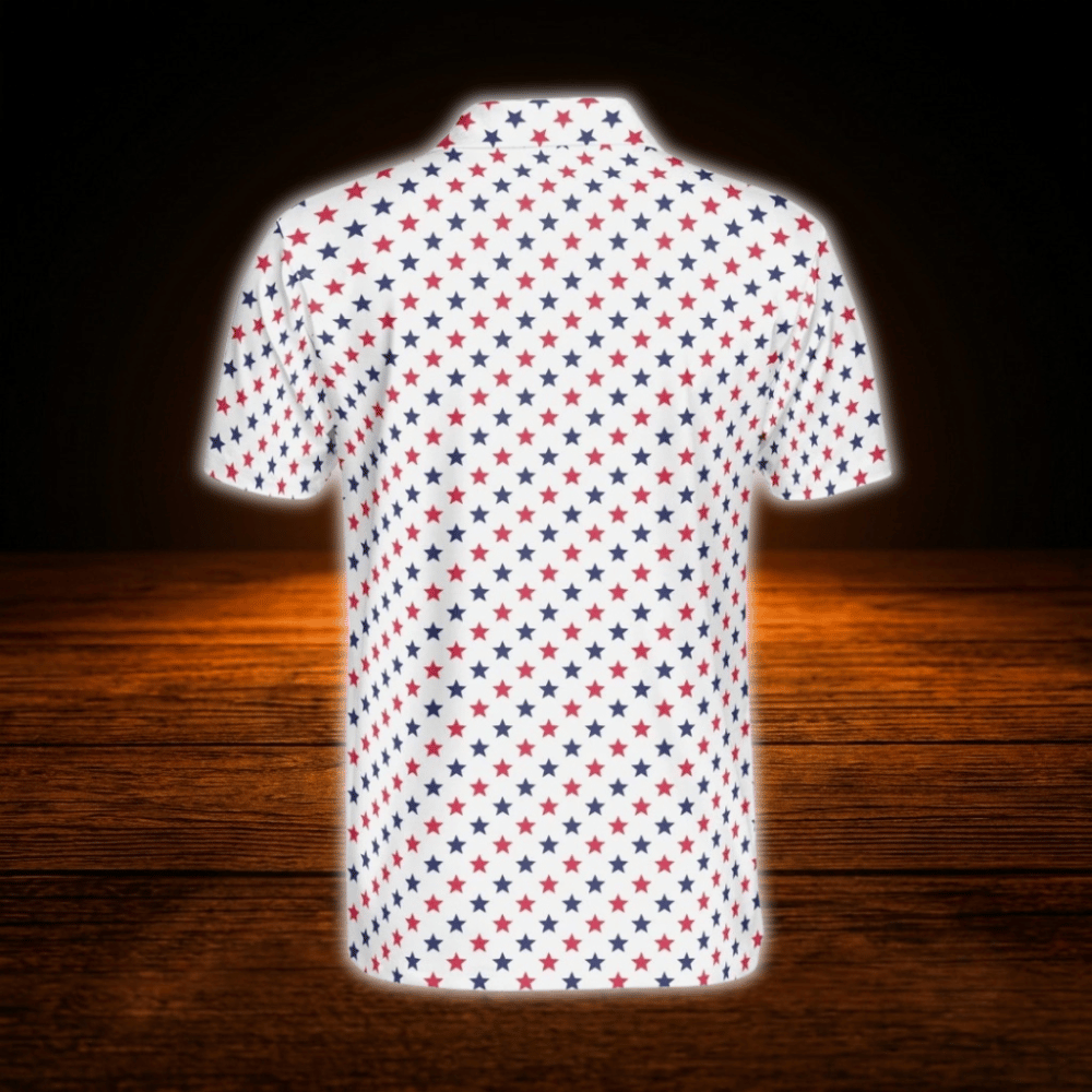 Red White And Blue Star Mens Golf Polo Shirt , 4th Of July Patriotic Golf Shirt