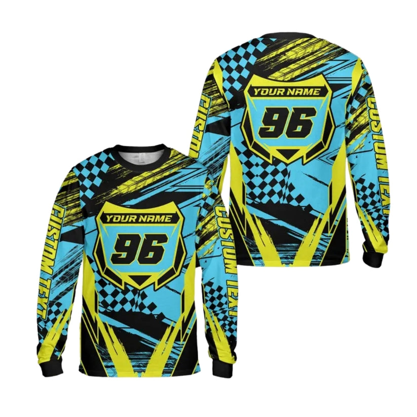 Custom Grunge Men's Dirt Bkie Long Sleeve Jersey, Custom Dirt Bike Shirts ME0025