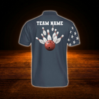 Custom USA Flag Navy Bowling Jersey Men, Custom Patriotic Bowling Team Shirt