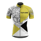 Custom White And Yellow Men's Short Sleeve Cycling Jersey, Custom Name Cycling Jerseys CZ0118